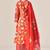 Red cotton printed hand embroidery kurta set with dupatta