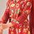 Red cotton printed hand embroidery kurta set with dupatta