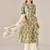 Green cotton printed hand embroidery kurta set with dupatta
