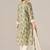 Green cotton printed hand embroidery kurta set with dupatta