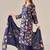 Navy blue linen printed hand embroidery kurta set with dupatta