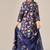 Navy blue linen printed hand embroidery kurta set with dupatta