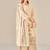 Beige linen printed hand embroidery kurta set with dupatta