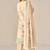 Beige linen printed hand embroidery kurta set with dupatta