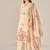 Beige linen printed hand embroidery kurta set with dupatta