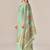 Green linen printed hand embroidery kurta set with dupatta