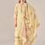Yellow linen printed hand embroidery kurta set with dupatta