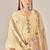 Yellow linen printed hand embroidery kurta set with dupatta