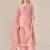 Pink linen printed hand embroidery kurta set with dupatta