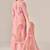 Pink linen printed hand embroidery kurta set with dupatta