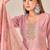 Pink linen printed hand embroidery kurta set with dupatta