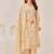 Beige linen printed hand embroidery kurta set with dupatta