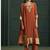 Rust chanderi printed hand embroidery kurta set with dupatta
