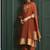 Rust chanderi printed hand embroidery kurta set with dupatta