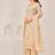 Beige linen printed hand embroidery kurta set with dupatta