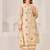 Beige linen printed hand embroidery kurta set with dupatta