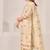 Beige linen printed hand embroidery kurta set with dupatta