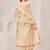 Beige linen printed hand embroidery kurta set with dupatta