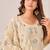 Beige linen printed hand embroidery kurta set with dupatta