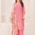 Pink cotton silk printed hand embroidery kurta set with dupatta