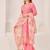 Pink cotton silk printed hand embroidery kurta set with dupatta