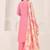 Pink cotton silk printed hand embroidery kurta set with dupatta