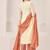 Cream cotton silk printed hand embroidery kurta set with dupatta