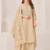 Beige linen printed hand embroidery kurta set with dupatta