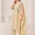Beige linen printed hand embroidery kurta set with dupatta