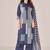 Navy blue cotton printed hand embroidery kurta set with dupatta