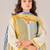 Cream cotton printed hand embroidery kurta set with dupatta