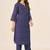 Cream cotton printed hand embroidery kurta set for women