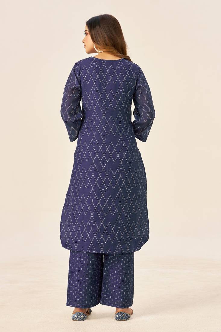 Cream cotton printed hand embroidery kurta set for women