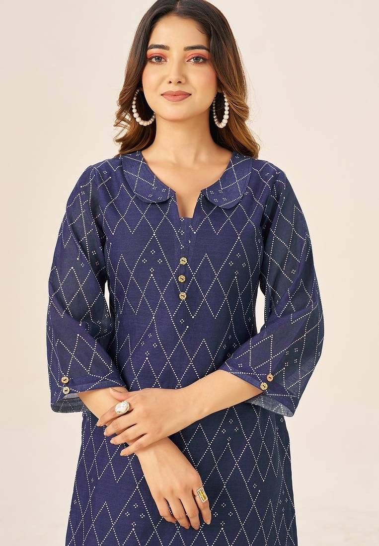 Cream cotton printed hand embroidery kurta set for women
