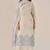 Cream linen printed hand embroidery kurta set with dupatta