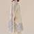 Cream linen printed hand embroidery kurta set with dupatta