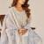 Cream linen printed hand embroidery kurta set with dupatta