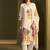 Cream linen printed hand embroidery kurta set with dupatta
