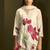 Cream linen printed hand embroidery kurta set with dupatta