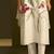 Cream linen printed hand embroidery kurta set with dupatta