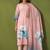 Pink linen printed hand embroidery kurta set with dupatta
