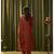 Red chanderi silk printed hand embroidery kurta set with dupatta