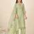 Green linen printed hand embroidery kurta set with dupatta
