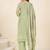 Green linen printed hand embroidery kurta set with dupatta