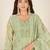 Green linen printed hand embroidery kurta set with dupatta