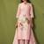 Pink linen printed hand embroidery kurta set with dupatta