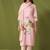 Pink linen printed hand embroidery kurta set with dupatta