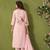 Pink linen printed hand embroidery kurta set with dupatta