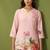 Pink linen printed hand embroidery kurta set with dupatta