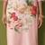 Pink linen printed hand embroidery kurta set with dupatta